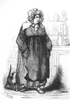 Madame Vauquer, gravure de Bertall (édition Furne de 1843, t. 9 p. 303)