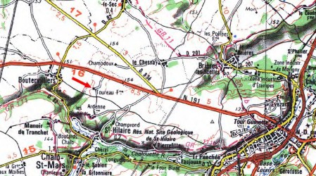 Tuilerie de Toureau sur la carte IGN de 1997