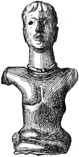 Le Dieu gaulois de Bouray (de face), gravure publiée dans l'Abeile