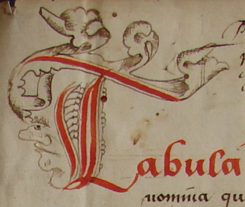 Initiale du mot Tabula (Table)