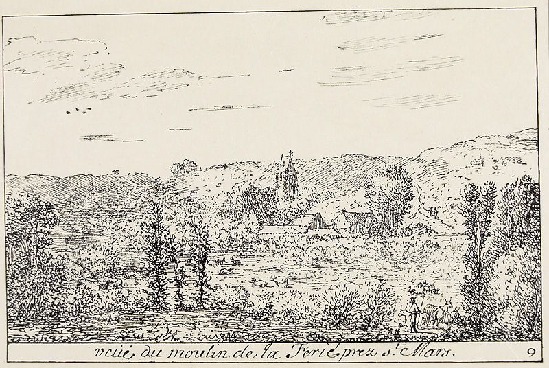 Albert Flamen: Vue du Moulin de la Ferté près de Chalo-Saint-Mard (gravure)