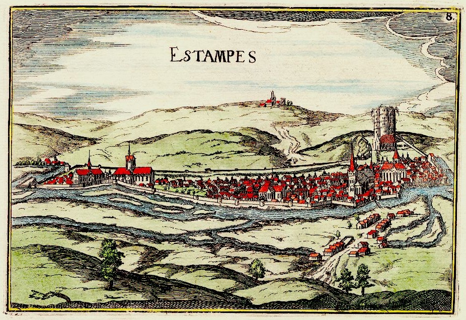 Tassin: Profil d'Etampes (gravure coloriée, 1636)