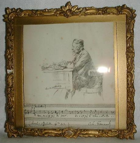 Louise Abbéma: Charles Gounod (dessin à l'encre et au crayon)