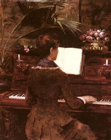 Louise Abbéma: Au piano (huile sur toile)