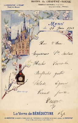 Menu pour l'Hôtel du Chapeau-Rouge à Avallon (1903)