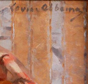 Louise Abb&eacute;ma: signature (Jeune fille, huile sur toile)