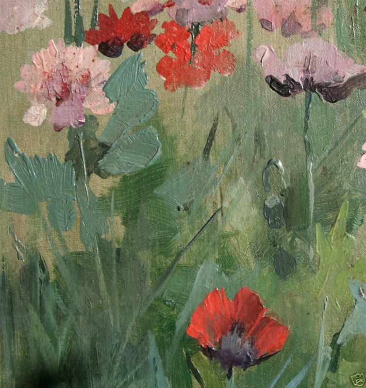 Louise Abbéma: Jardin fleuri (huile sur toile, détail)