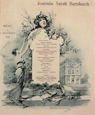 Louise Abbéma:  Menu de la journée Sarah Bernhardt (1896)