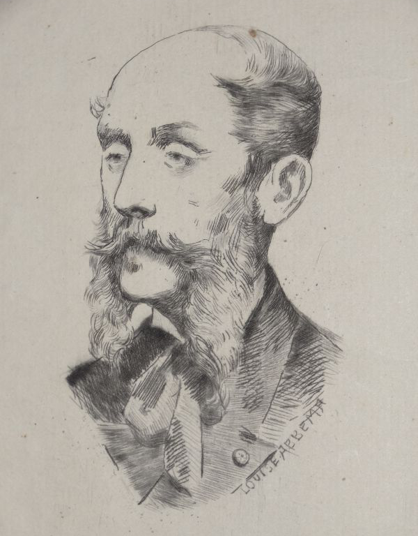 Louise Abbéma: Portrait de Charles Chaplin (gravure, vers 1879)