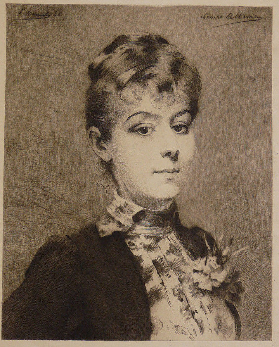 Louise Abbéma et Fernand Desmoulins: Portrait d'une jeune femme (gravure)