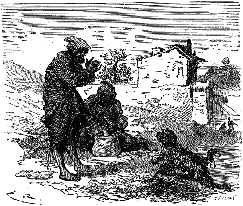 Emile Bayard et Ettling: Le Chien Pêcheur (gravure sur bois, 1868)