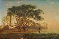 Oasis arabe (huile sur toile, 1853, musée du Quai Branly)