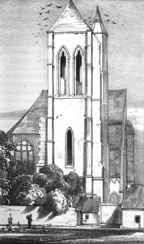 Daniel Ramée: Restes de l'abbaye de Morigny (gravure, 1836)