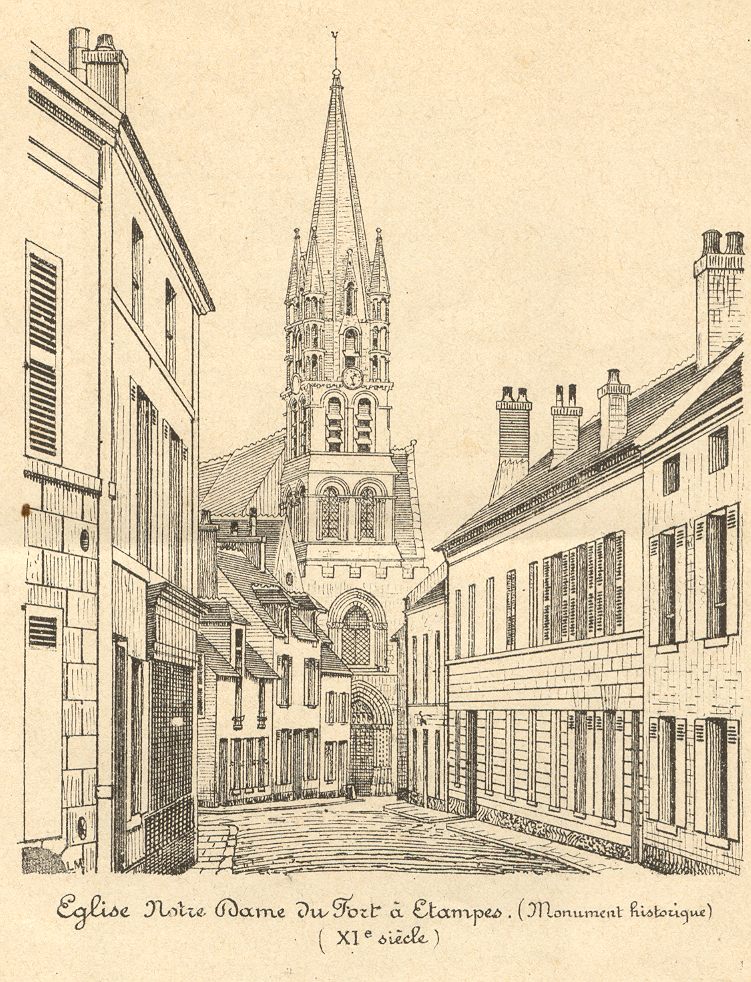 Léon Marquis: Notre-Dame du Fort à Etampes (croquis, 1873)