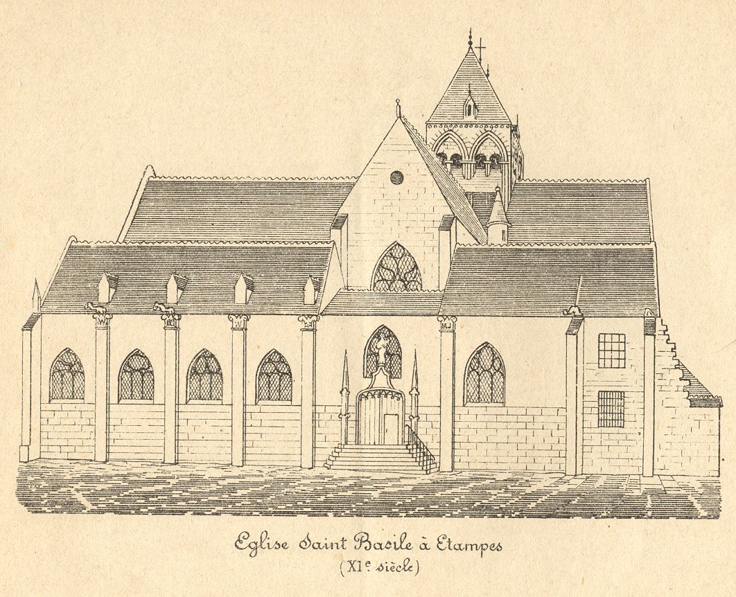 Léon Marquis: Eglise Saint-Basile à Etampes (croquis, 1873)