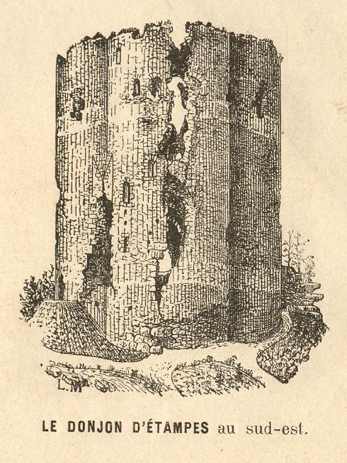 Léon Marquis: Le Donjon d'Etampes, au sud-est (croquis, 1873)