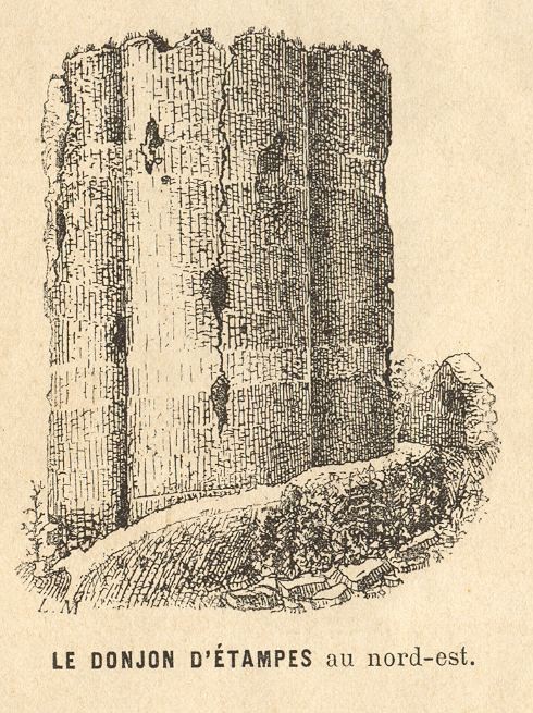 Léon Marquis: Le Donjon d'Etampes, au nord-est (croquis, 1873)