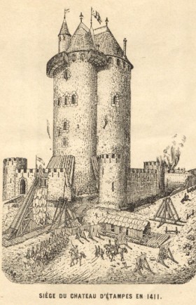 Siège du Donjon d'Etampes en 1411, reconstitution de Léon Marquis, 1873)