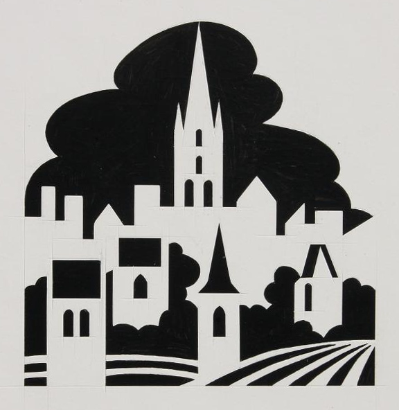 Gaëtan Ader: Logo du secteur pastoral d'Etampes (encre, 1992)