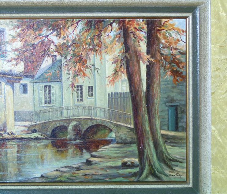 Josef Boley: Le Pont Dor&eacute; &agrave; Etampes (huile sur toile, 1941)