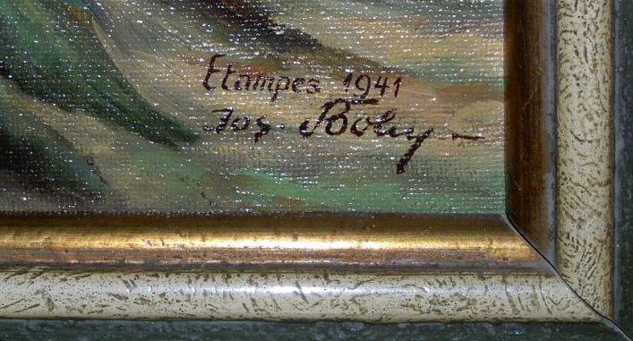 Josef Boley: Le Pont Dor&eacute; &agrave; Etampes (huile sur toile, 1941)
