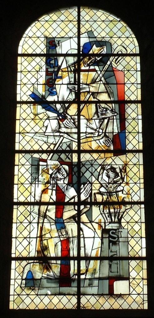 Verrière du Porche de Saint-Gilles d'Etampes: saint Gilles et saint Leu