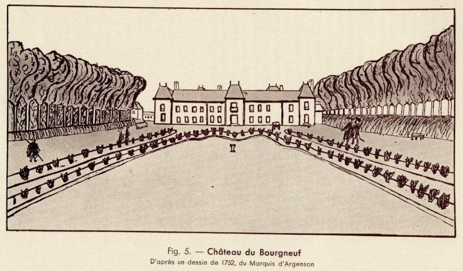 Fig.5 - Château du Bourgneuf (d'après un dessin de 1752, du Marquis d'Argenson)