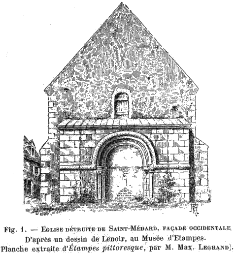 L'Eglise du Petit-Saint-Mard (gravure de René Ravault d'après un dessin de Lenoir)