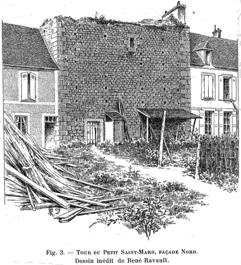 Tour carré du Petit-Saint-Mars (gravure de René Ravault, 1909)