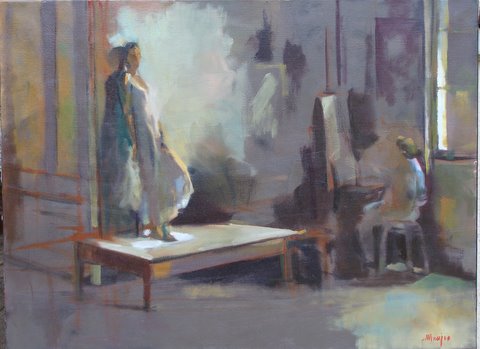 Sylvie Manjoo: Le modèle (huile sur toile, 81 x 60 cm)