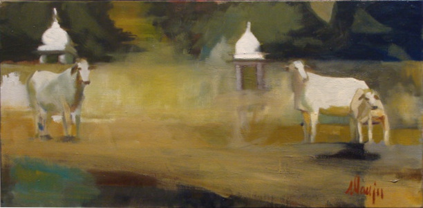 Sylvie Manjoo: Badrinath (huile sur toile, 30 cm sur 60)