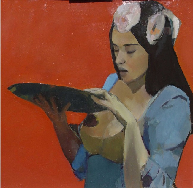 Olivier Souliaert: Jeune fille en rouge (huile sur toile, 2004)