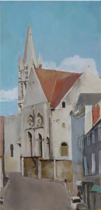 Olivier Souliaert: Vue de Notre-Dame d'Etampes( huile sur toile, 2004)