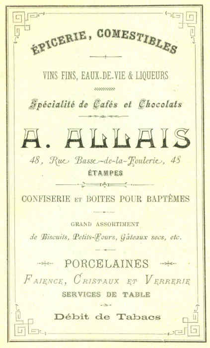 Epicerie Allais à Etampes (1898)