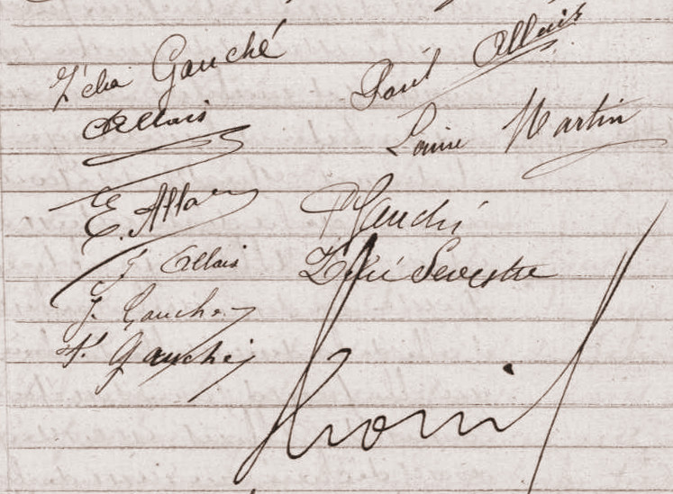 Signatures lors du mariage de Louis Allais en 1902