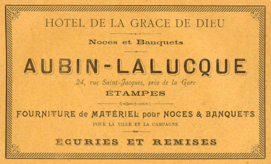 Réclame pour l’hôtel de la Grâce de Dieu en 1898