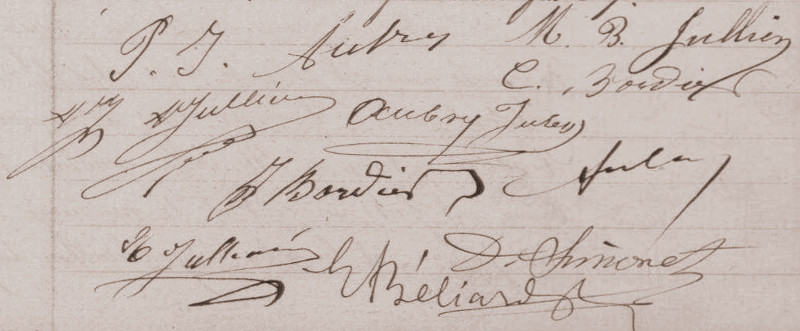 Signatures lors du mariage de Paul Aubry en 1892