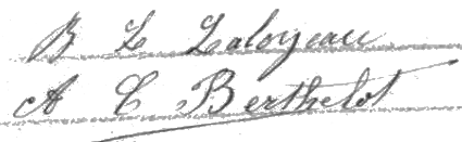 Signature d'Antoine Berthelot en 1888