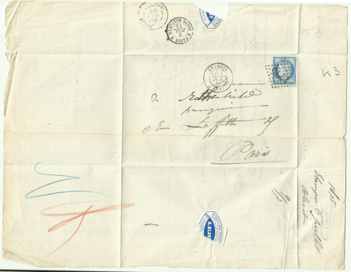 Lettre d'Albin Blavet en 1875