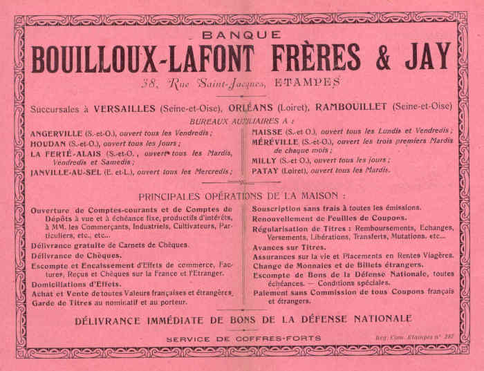 Réclame pour Bouilloux-Lafont frères, 1925