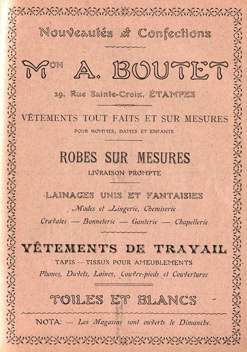 Boutet, réclame de 1913