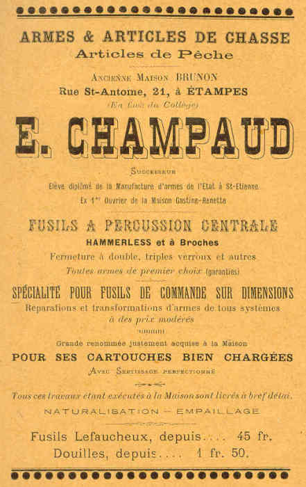 Champaud, armurier à Etampes (1898)