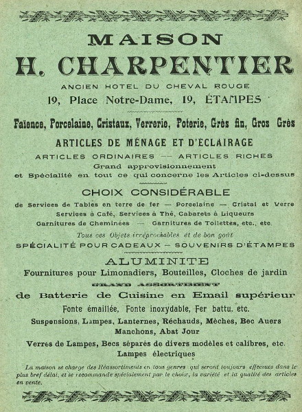 Réclame d'Henri Charpentier dans l'Annuaire pour 1909