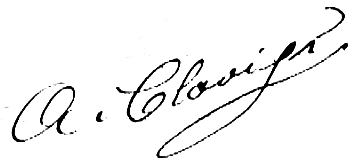 Signature d'Alfred Clavier en 1872