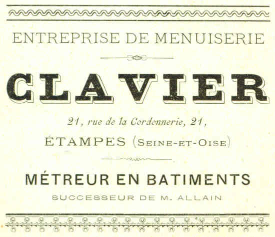 Réclame pour Clavier, successeur d'Allain en 1898