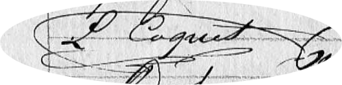 Signature de Lon Coquet en 1873