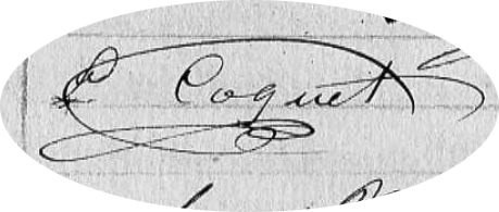 Signature de Lon Coquet en 1875