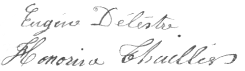 Signature d'Eugène Delestre en 1878