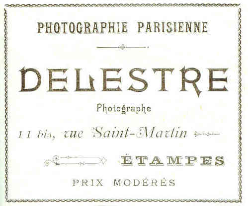 Réclame pour Eugène Delestre dans l'Almanach d'Etampes pour 1902