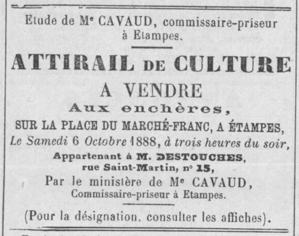 Annonce Destouches (1888)